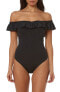 Фото #1 товара Bleu By Rod Beattie Off The Shoulder One-Piece Swimsuit, Size 4 - Black 150327