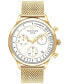 ფოტო #1 პროდუქტის Men's Swiss Chronograph Heritage Series Circa Gold Ion Plated Steel Mesh Bracelet Watch 43mm