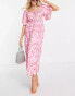 Фото #4 товара ASOS DESIGN flutter sleeve beach midaxi dress in pink zebra