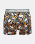 Jack & Jones 3 pack trunks in skull print in navy