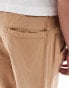 Фото #4 товара ASOS DESIGN wide linen chino trousers in brown