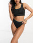 Speedo embossed high waist bikini bottoms in metallic black