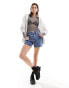 Weekday Eya high waisted denim shorts in 90's blue BLAU, W28 - фото #2