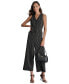 ფოტო #1 პროდუქტის Women's V-Neck Pinstripe Sleeveless Jumpsuit