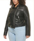 ფოტო #3 პროდუქტის Plus Size Faux Leather Belted Motorcycle Jacket