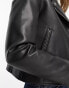 ASOS DESIGN ultimate faux leather biker jacket in black Черный, 32 - фото #2