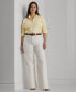 Фото #4 товара Блузка полосатая из хлопка с длинным рукавом Lauren Ralph Lauren plus Size