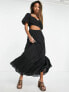 Фото #1 товара Reclaimed Vintage tie back maxi dress in black