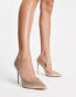 Фото #4 товара Steve Madden Valorous rhinestoe heeled shoes in blush satin