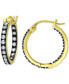 ფოტო #3 პროდუქტის 18mm Cubic Zirconia with Black Rhodium Round Inside Outside Hoop Earringss, 18K Gold over Silver