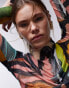 Фото #3 товара Topshop abstract art crinkle high neck long sleeve top in multi