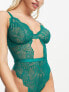 ASOS DESIGN Fuller Bust Sienna lace underwired body in forest green