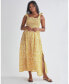 ფოტო #1 პროდუქტის Maternity Ruffled Maxi Dress in Yellow Animal Print