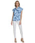 Фото #4 товара Women's Short-Sleeve Printed Button Front Shirt