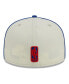 Men's Cream, Royal Philadelphia 76ers Piping 2-Tone 59FIFTY Fitted Hat Cream, Royal, 7 3/4 - фото #3