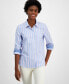 ფოტო #1 პროდუქტის Women's Striped Roll-Tab-Sleeve Button-Front Shirt