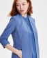 ფოტო #5 პროდუქტის Women's Open-Front Crepe Topper Jacket