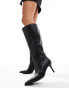 Фото #2 товара Public Desire Amped kitten heel straight leg pointed knee boots in black