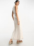 ASOS DESIGN sleeveless maxi dress with contrast stitch in cream