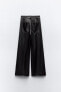 Zw navy straight-leg high-waist faux leather trousers