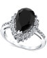 ფოტო #1 პროდუქტის Onyx & Diamond (1/4 ct. t.w.) Halo Ring in Sterling Silver
