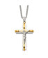 ფოტო #1 პროდუქტის Polished Yellow IP-plated Crucifix Pendant Curb Chain Necklace