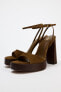 SPLIT LEATHER PLATFORM SANDALS