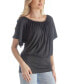 ფოტო #5 პროდუქტის Women's Short Sleeves Slit Shoulder Top