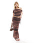 COLLUSION printed maxi skirt co-ord in brown