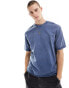 Bershka raw edge t-shirt in washed blue