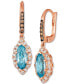 Blue Topaz (2 ct. t.w.) & Diamond (1/2 ct. t.w.) Marquise Halo Drop Earrings in 14k Rose Gold