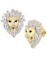 ფოტო #2 პროდუქტის Men's Diamond (1/2 ct. t.w.) & Ruby Accent Lion Head Stud Earrings in 10k Gold