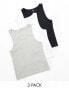 Фото #2 товара ASOS DESIGN 3 pack muscle fit vests in multiple colours