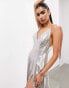 Фото #4 товара ASOS EDITION strappy cami panelled maxi dress in metallic silver