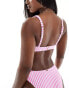 Hollister co-ord underwire bikini top in scrunch pink stripe Rosa gestreift, XXS - 2XS - фото #4