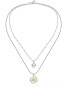 Double flower necklace with Love pendants LPS10ASD05