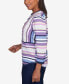 ფოტო #3 პროდუქტის Petite Lavender Fields Blocked Stripe Shirttail Necklace Sweater