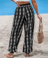 Women's Black & White Arrow Striped Tapered Leg Pants