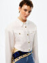 ფოტო #2 პროდუქტის Women's Cropped Shirt With Shoulder Pads