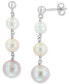 ფოტო #2 პროდუქტის EFFY® Multicolor Freshwater Pearl (6 - 81/2mm) Graduated Drop Earrings in Sterling Silver (Also available in Freshwater Pearl)