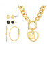 Фото #1 товара kensie heart and Locked Charm Necklace and 3 Pair of Earrings Set