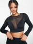 Фото #1 товара HIIT long sleeve top with mesh cut outs in black