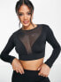 HIIT long sleeve top with mesh cut outs in black