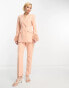 ASOS DESIGN nipped waist tuxedo suit blazer with fringe cuff in apricot