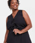 ფოტო #4 პროდუქტის Plus Size Solid Sleeveless Tie-Front Elastic-Waist Tiered Dress, Created for Macy's