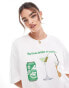 Фото #1 товара ASOS DESIGN oversized t-shirt with drinks graphic in ivory