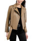Фото #4 товара Women's Belted Leather Moto Coat, Created for Macy's