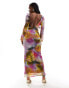 Фото #4 товара ASOS DESIGN large scale floral printed mesh maxi dress in multi