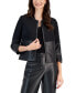 Фото #3 товара Petite Faux-Leather Combo 3/4-Sleeve Jacket