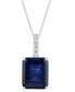 ფოტო #1 პროდუქტის Lab Grown Sapphire (8-1/10 ct. t.w.) & Lab Grown Diamond 18" Pendant Necklace in 14k White Gold (Also in Ruby & Emerald)